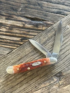 CASE XX #6220 PEANUT 2 BLADE POCKET WORN BONE HANDLES KNIFE - Picture 1 of 12