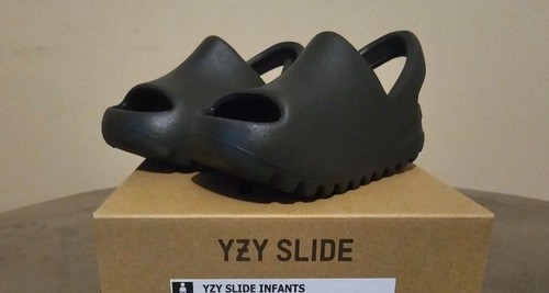 NUOVO AUTENTICO ADIDAS YEEZY SLIDE INFANT ONICE NERO HQ4118 TAGLIA 6K