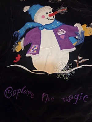 Quacker Factory Snowman Jacket Womens Size LARGE Velvet Embroidered Christmas - Image 1 of 4