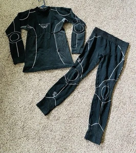 Athleta Womens M/L Black Butterfly Compression Athletic Top & Bottom Set Yoga - Picture 1 of 24