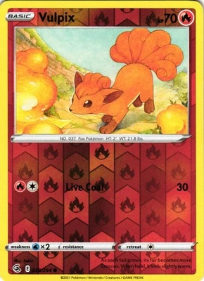 Vulpix (28) Reverse Holo Common SWSH08: Fusion Strike 028/264 NM - Image 1 of 2