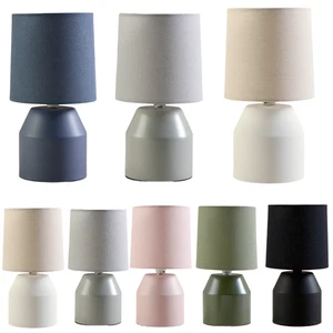 Modern Ceramic bedside Table Lamp with Geometric Base bedroom lamp shade - Picture 1 of 20