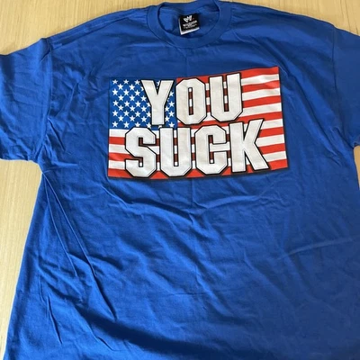 Camiseta WWE Kurt Angle USTED SUCK dos palabras para nuestros enemigos 2XL azul, doble NOS Foto 1 de 4