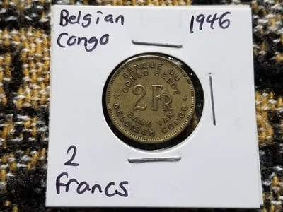 Belgian Congo 2 Francs 1946 Circulated - Image 1 of 2
