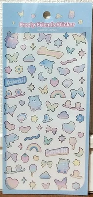 GAIA Kawaii Freely Friends Sticker Animal Bear Dolphin Ribbon Gift MADE IN JAPAN - Image 1 of 3