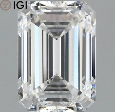 IGI Certified D Color VVS2 Clarity Emerald Shape 1.50 CT. CVD Lab Grown Diamond - Image 1 of 4