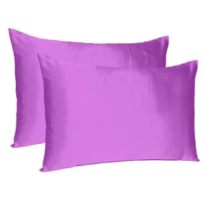 Purple Merlot Dreamy Set Of 2 Silky Satin Queen Pillowcases - Picture 1 of 6