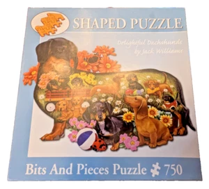 'Delightful Dachshunds' by Jack Williams Shaped Jigsaw Puzzle 750 Piece Complete - Picture 1 of 12