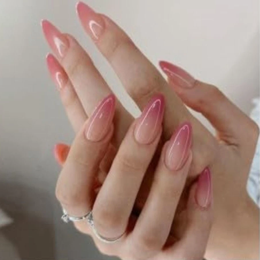 Pink Ombre Nude False Nails Stiletto Purple Sparkle  Stiletto Cyber Goth Peach - Image 1 of 4