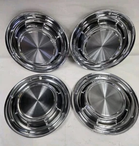 1957 Pontiac Star Chief Chieftain Safari 14inch Stainless Steel Hub Caps OEM GM - Picture 1 of 18