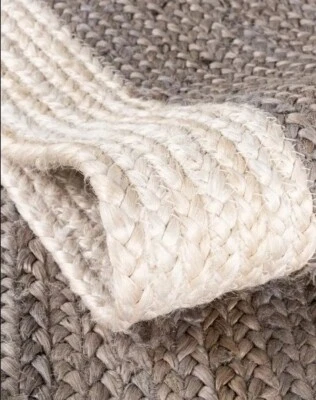 Rug Jute Carpet Rectangle Area Rug Natural Handmade Braided Rustic Look Mat Boho - image 1 of 4