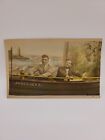 Postcard Rppc Two Men In A Prop Boat Amberjack Ii 1933