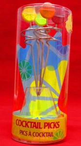 4 Cocktails Picks Multi-colored, Metal picks with plastic tops - Picture 1 of 9