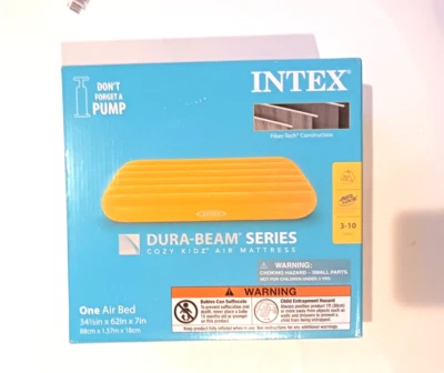 Novo Colchão de Ar Amarelo Intex Dura-Beam Series Cozy Kidz 3-10 anos 62x34,5x7 Polegadas - Imagem 1 de 3