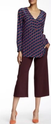 Vinho conhaque Trina Turk Damson Culottes tamanho 2 $298 - Imagem 1 de 4