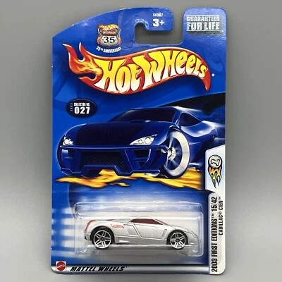 Cadillac Cien 027 2003 primeras ediciones 35 aniversario plateado leer Hot Wheels Foto 1 de 4