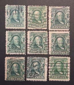 Benjamin Franklin 1902-1907 US One Cent Stamp, Green, used - Picture 1 of 1