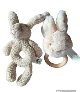 Pottery Barn Kids + Jellycat Bunny Rattles Grabbers Bundle - Picture 1 of 2