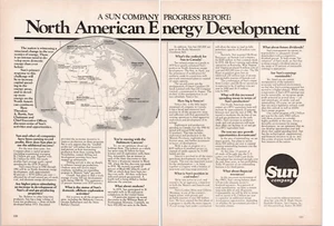 Sun Company North American Energy Development Map Vintage 2 Pg Print Ad 1980 - Picture 1 of 7