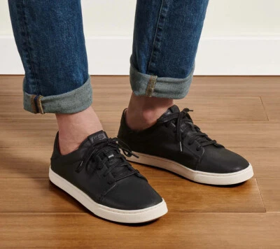 OluKai Women’s Pehuea Li ‘illi Convertible Leather Sneakers Black 6 US $120 NEW - Image 1 of 4