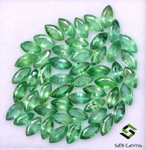 7.11 Cts Natural Emerald Marquise Cut 5x2.50 mm Lot 52 Pcs Faceted Gemstones - Picture 1 of 6
