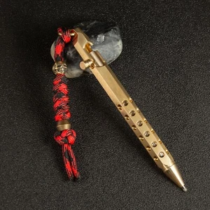 Bolígrafo de acción de perno hexagonal de latón con cordón cráneo cuenta paracord - Imagen 1 de 6