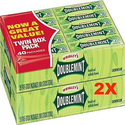 2 X Packs Of 40 CT Wrigley's DOUBLEMINT Gum With 400 Sticks Total Fast Shipping • 42.94€