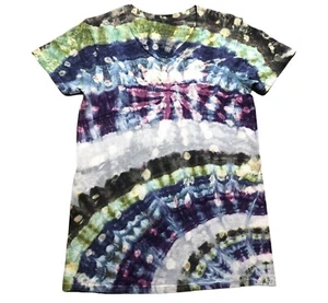 V Neck Handmade Tie Dye T-Shirt Juniors Small Cotton Spiral Custom Sm Drip Smoke - Picture 1 of 1