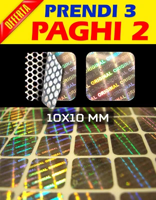 MONDO ETICHETTE 784 HOLOGRAM WARRANTY & SAFETY SEALS STICKER LABELS 10X10MM