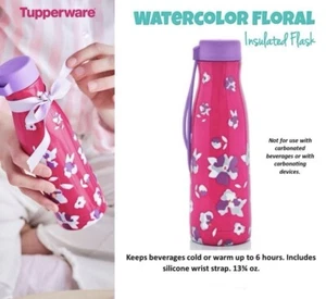 New Tupperware Watercolor Floral Insulated Flask - Picture 1 of 4