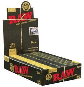 RAW Black Natural Unrefined 1 1/4 (1.25) Rolling Papers 24 Ct Box 100% Authentic - Picture 1 of 1
