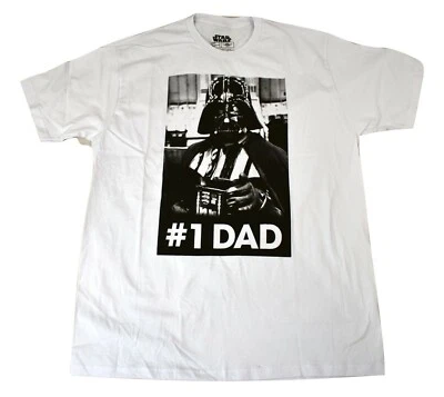 Camisa Star Wars Para Hombres Darth Vader #1 Papá Divertida Blanca Día del Padre Nueva XL Foto 1 de 3