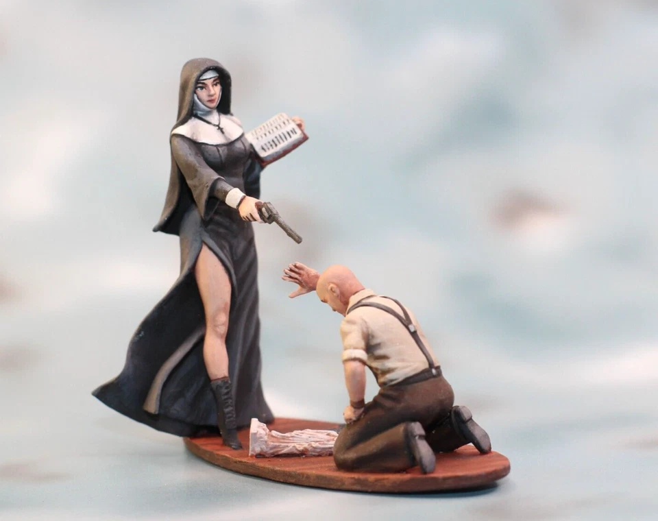 ⭐ Monja y pecador.  Figura 3D miniatura coleccionable de acción .54 mm 1/32 PINTADA⭐ Foto 1 de 4