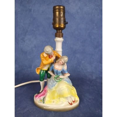 Porcelain Table Lamp With Lovers Figures Weiss Kuehnert & Co Germany #5389 - Image 1 of 4