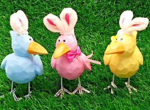 Easter Pastel Judgemental Crows impersonating Rabbits 3 Pc - Picture 1 of 4