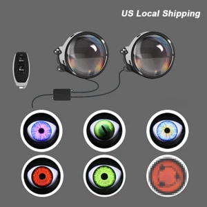 2xLED Devil Eyes Car Light Remote Control Headlight Red/Blue/Green 5 Patterns - Picture 1 of 16