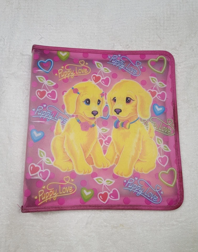 Vintage 90's Lisa Frank Puppy Love Puffy 3 Ring Binder Zipper Pink Puppies RARE - Image 1 of 4