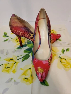 Nine West Martina Floral Animal Multi Print Pump Heels Women's Sz 8 M Excellent - Image 1 of 4