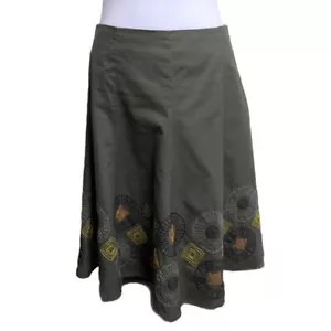 VERO MODA Size 38 (6) Green Ethnic Trend Skirt With Colorful Sew Floral Patterns - Picture 1 of 4