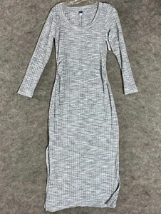 Old Navy Maternity Bodycon Knit Maxi Dress Womens M Blue Patterned NEW 51" Long - Picture 1 of 12