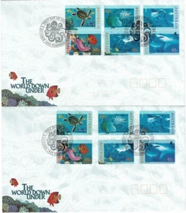JUEGO VIDA MARINA AUSTRALIANA 1995 + AUTOADHESIVOS + MINISHOJA 3 x CUBIERTAS PRIMER DÍA - Imagen 1 de 2