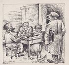 A.A.Yunger Behemot Bauernfamilie Essen Karikatur Zeichnung drawing Russia 1925