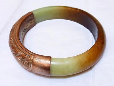 Chinese Antique Art Deco Large Untreated Jade Bangle, 2.75" inside diameter - Image 1 of 4
