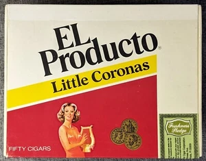 Vntg El Producto Little Coronas Cardboard Cigar Box W/ Freshness Seal 6.5x5" - Picture 1 of 7