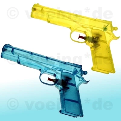 2x Wasserpistole Wasser-Pistole Spritzpistole Kanone Transparent Klassiker 20 cm - Bild 1 von 4