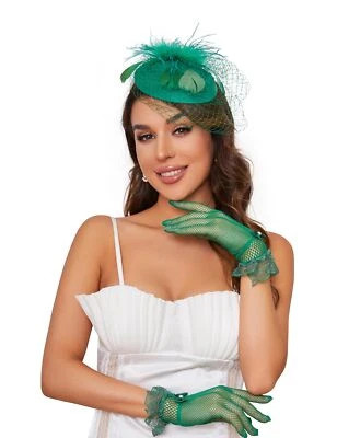 20 年代 50 年代 Pillbox Fascinator 帽子 面纱 羽毛 发夹 婚礼茶 — 第 1/4 张图片