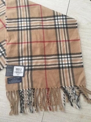 John Ashford Men's Scarf Fringe Wrap Great Gift 100% Acrylic Camel Plaid $42 - Image 1 of 4