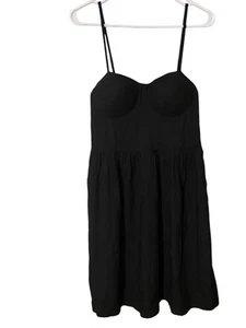 Rewash Molded Cup Dress Medium Black Adjustable Straps Smocked Back Babydoll - Picture 1 of 22