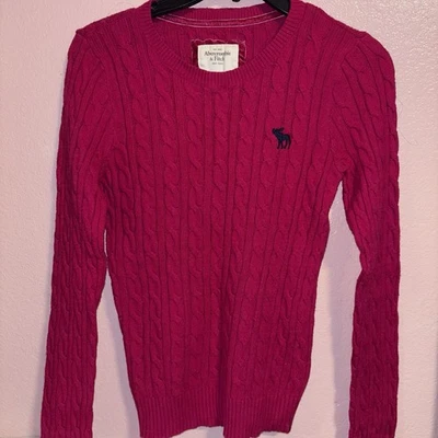 VTG Y2K Abercrombie & Fitch Pink Knit Cardigan Sweater Sz Médium Preppy Cottage - Image 1 of 4