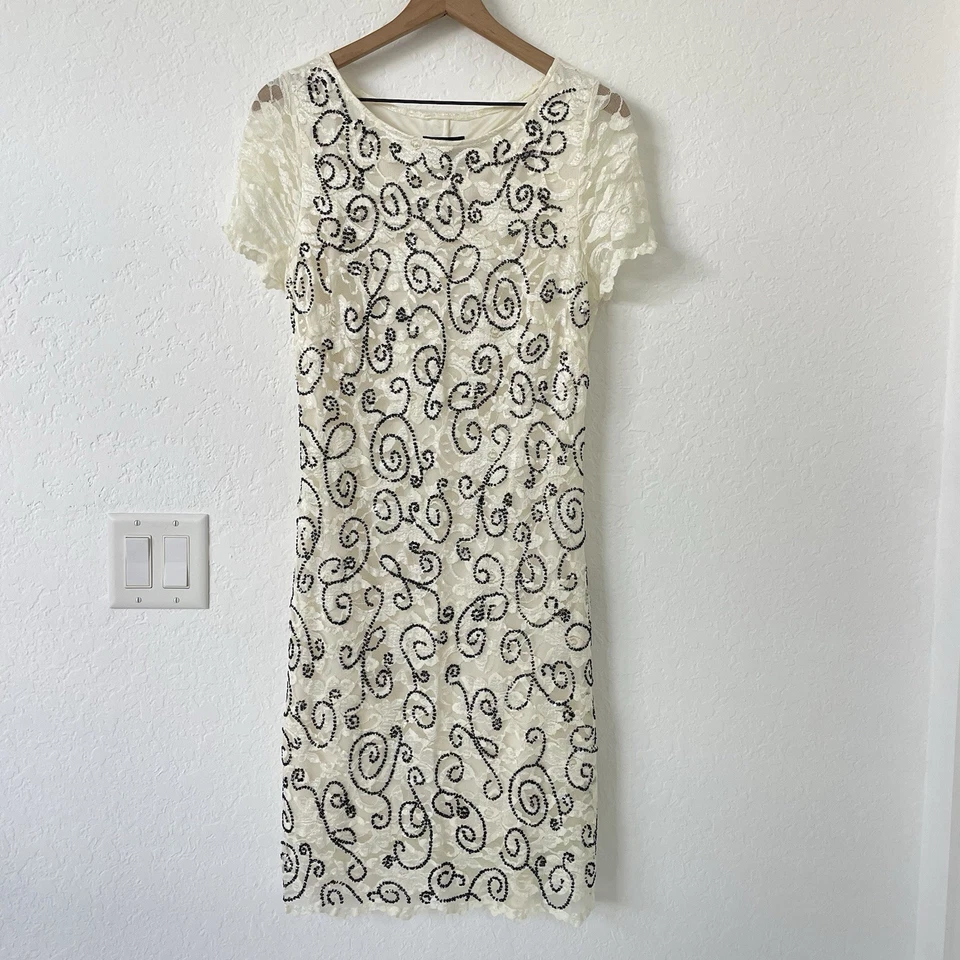 Vestido de cóctel Alexia Admor para mujer Y2K años 90 talla L marfil hadas capricho encaje con cuentas Foto 1 de 4